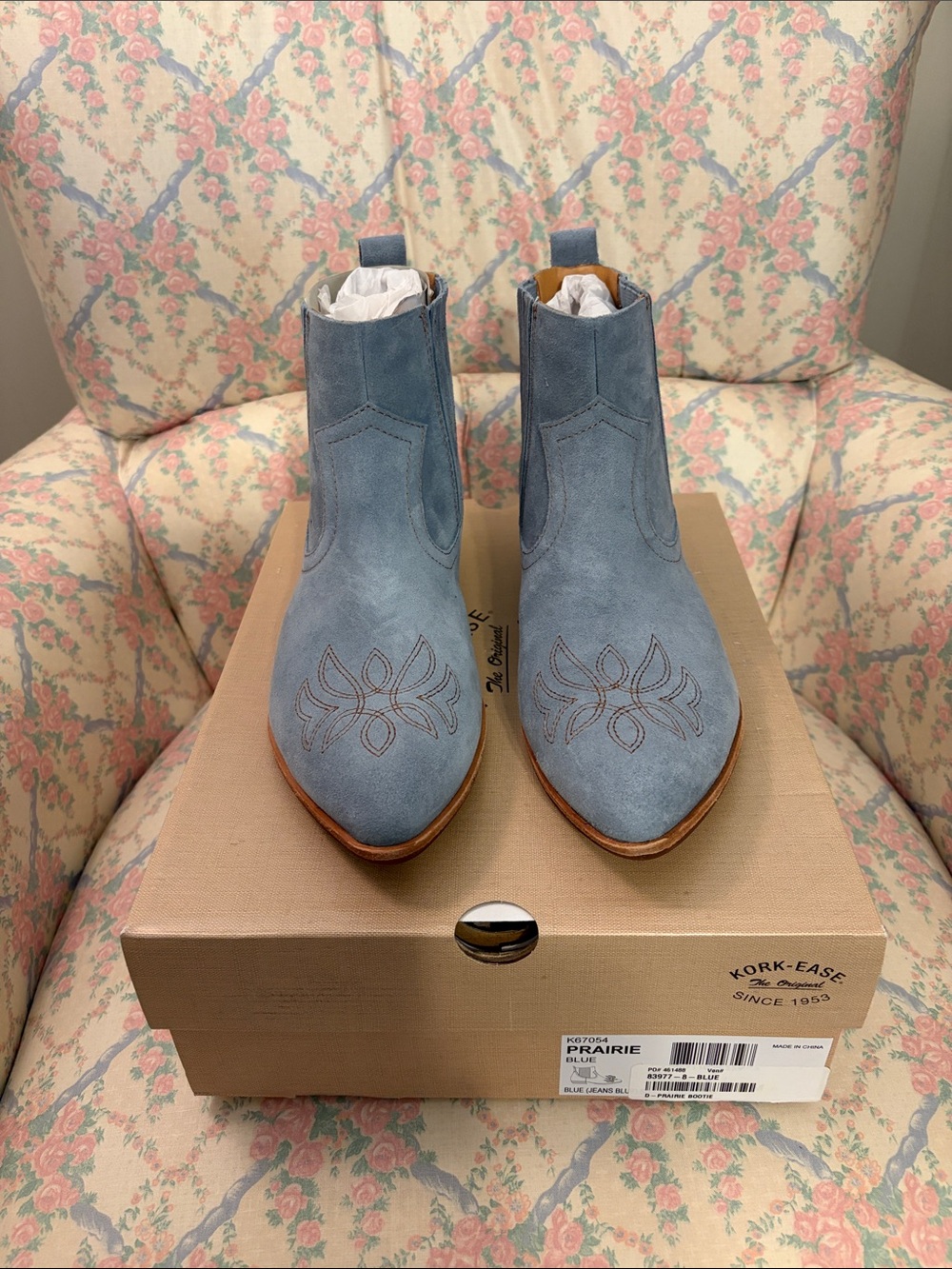 Kork Ease Prairie Leather Suede Bootie 
Blue Jean Blue Size 8M